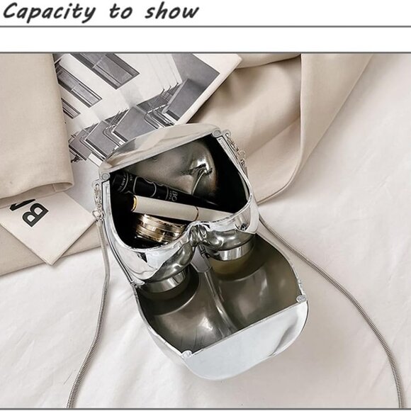 Mini Silver Acrylic Evening Clutch Purse Women Crossbody Soft Shoulder Bag - Picture 6 of 6